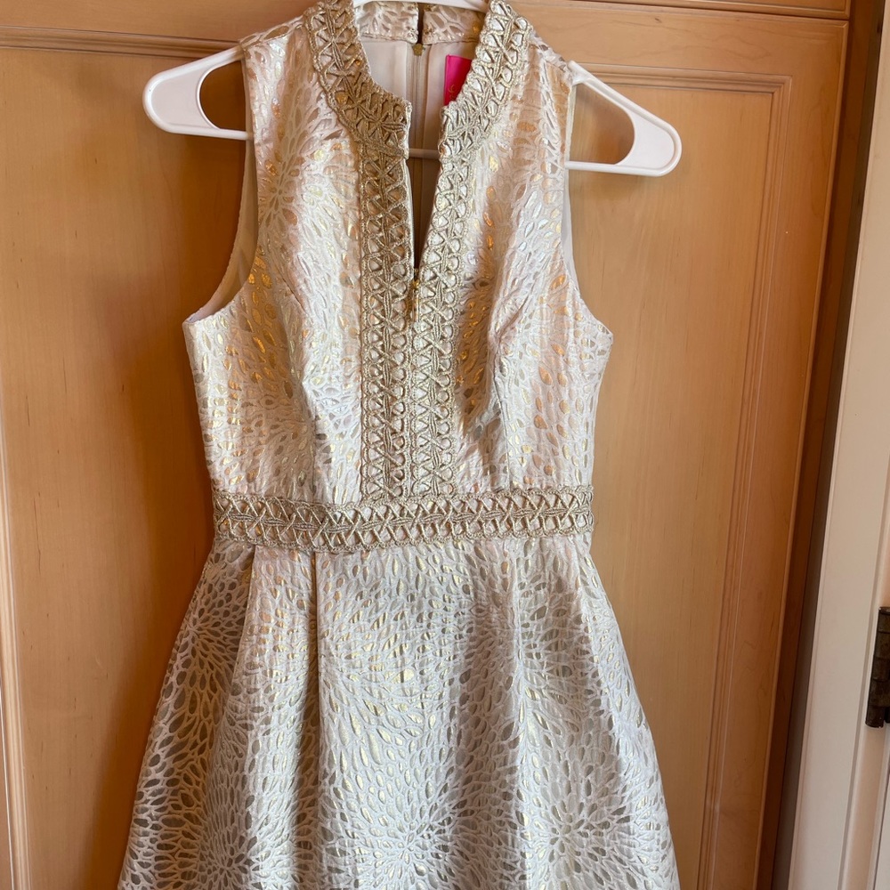 Lilly Pulitzer Franci Dress, gold, size 0